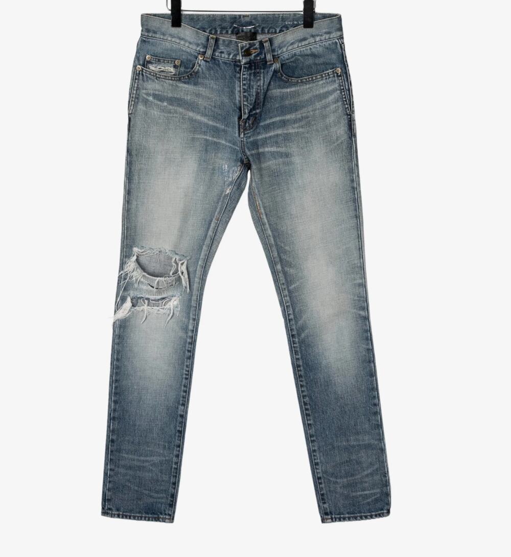 Saint Laurent Paris Distressed Slim Fit Jeans Men Size 32